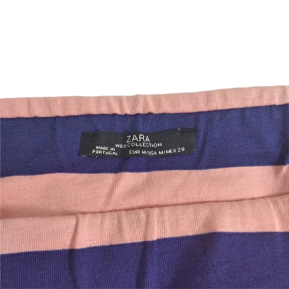 Zara Women's W & B Collection Women's Blue Pink Striped Pencil Skirt Size Medium - Picture 7 of 7